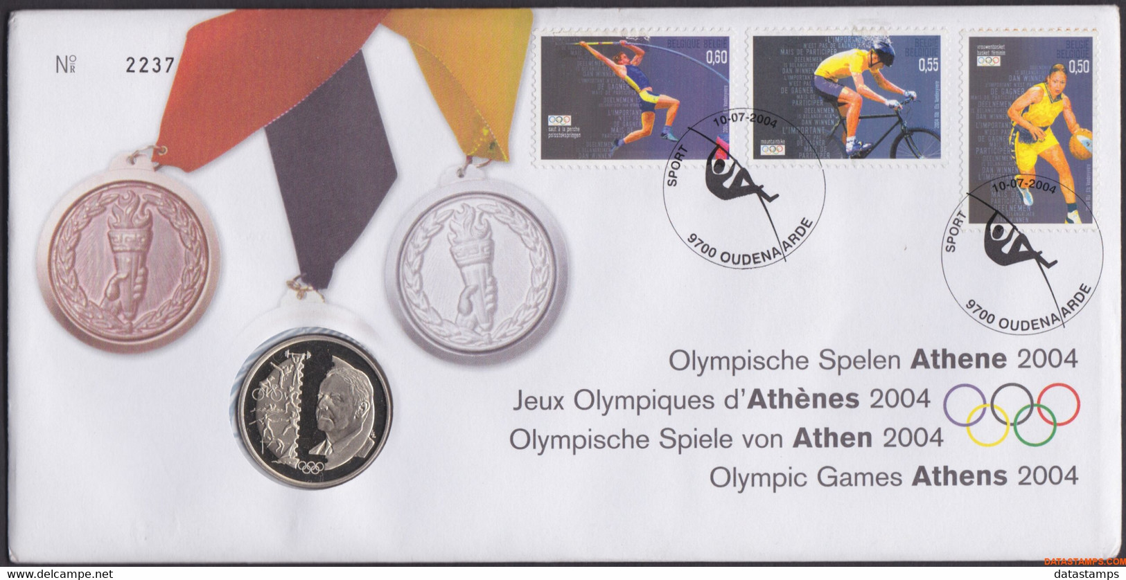 België 2004 - Mi:3352/3354, Yv:3290/3292, OBP:3303/3305, Nummisletter - O - Olympics Athens 2004 - Numisletters