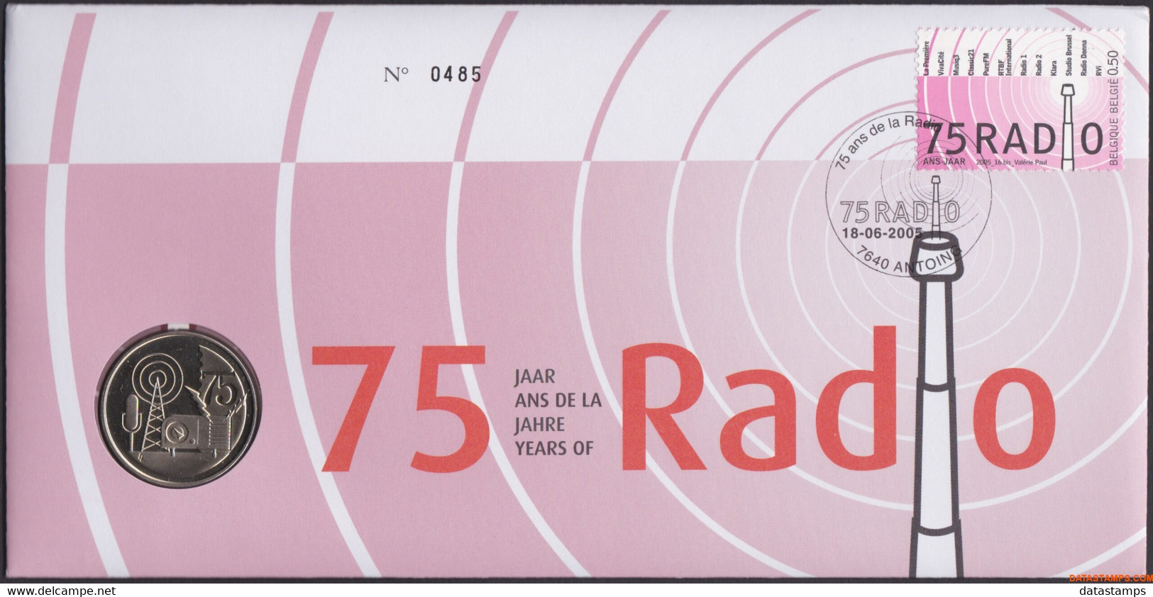 België 2005 - Mi:3463, Yv:3400, OBP:3415, Nummisletter - O - 75 Years Of Radio - Numisletter