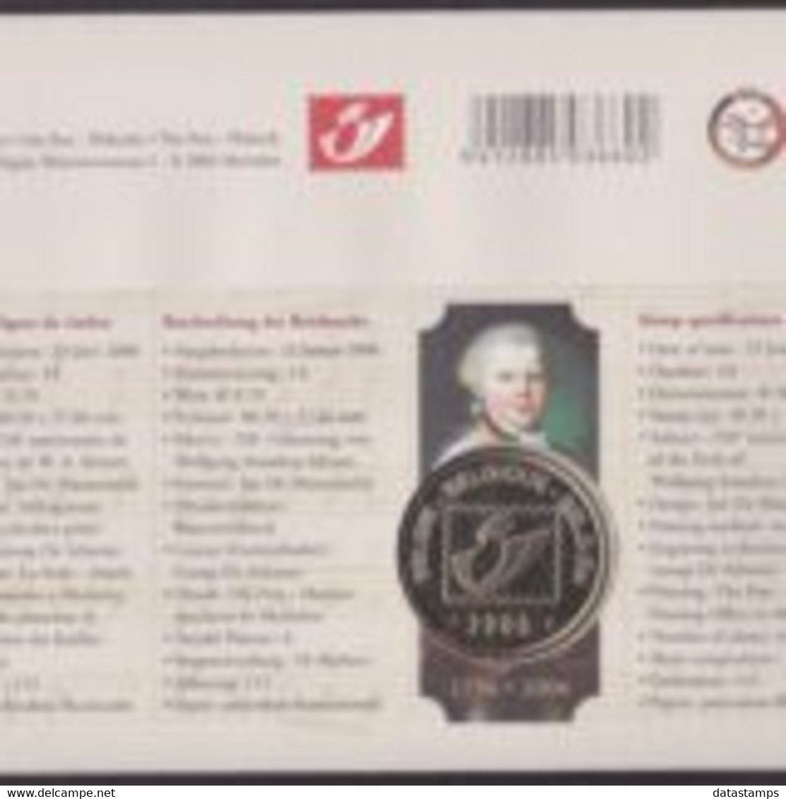 België 2006 - Mi:3518, Yv:3455, OBP:3470, Nummisletter - O - Wolfgang Amadeus Mozart - Numisletter