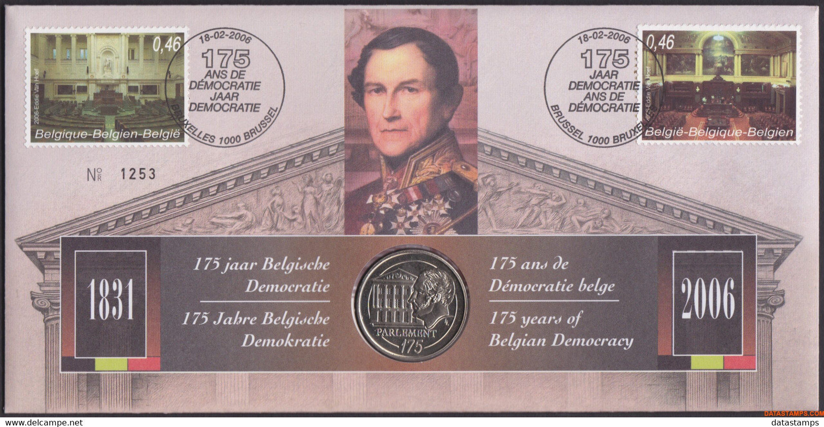 België 2006 - OBP:3491 + 3493, Nummisletter - O - 175 Years Of Democracy - Numisletters