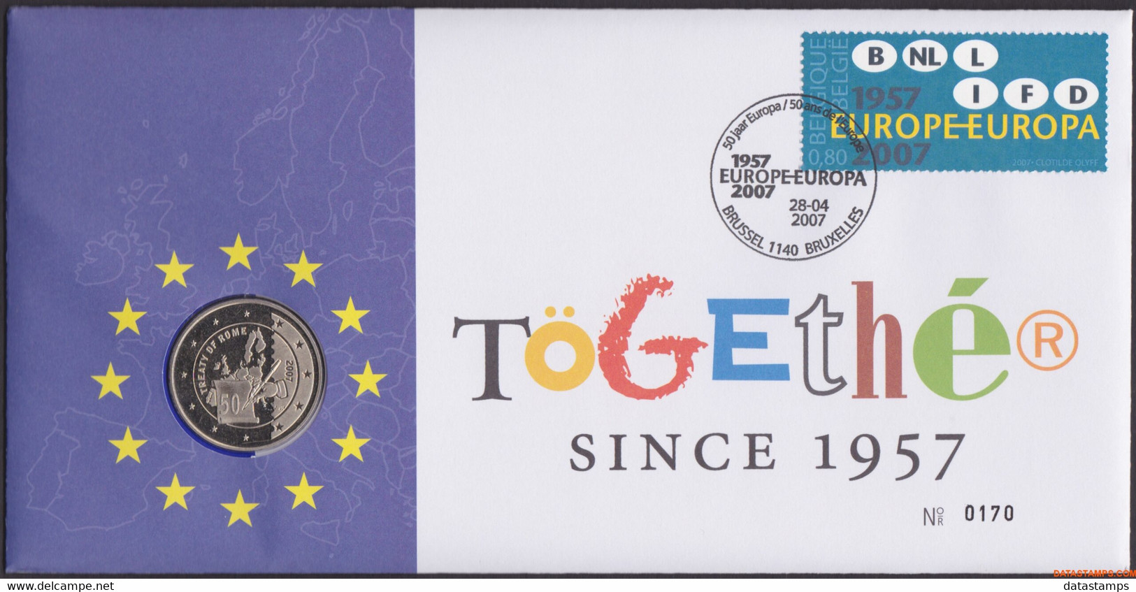 België 2007 - Mi:3683, Yv:3618, OBP:3635, Nummisletter - O - 50 Years Of Europe Treaty Of Rome - Numisletters