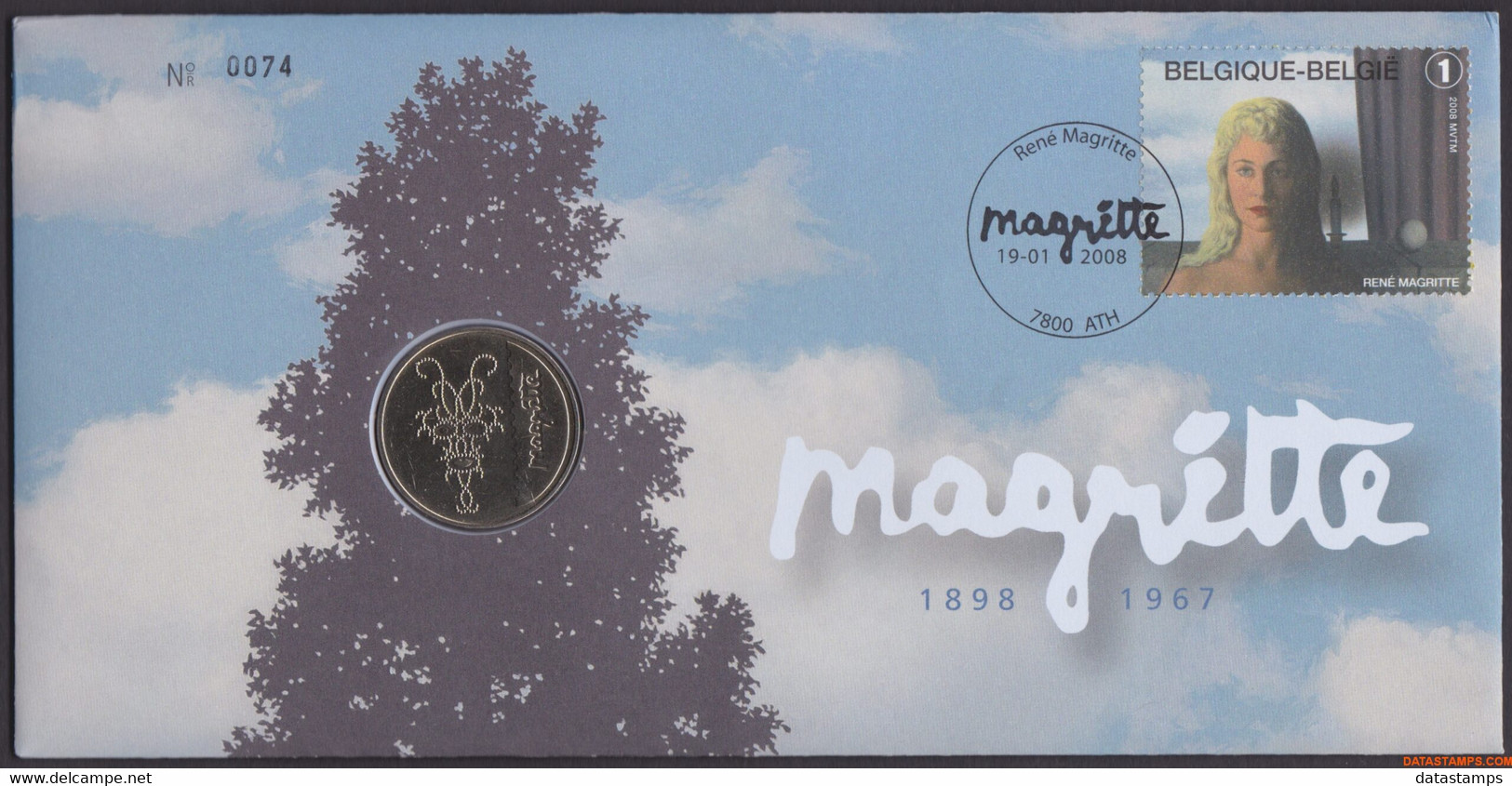 België 2008 - OBP:3746, Nummisletter - O - Rene Margritte - Numisletters