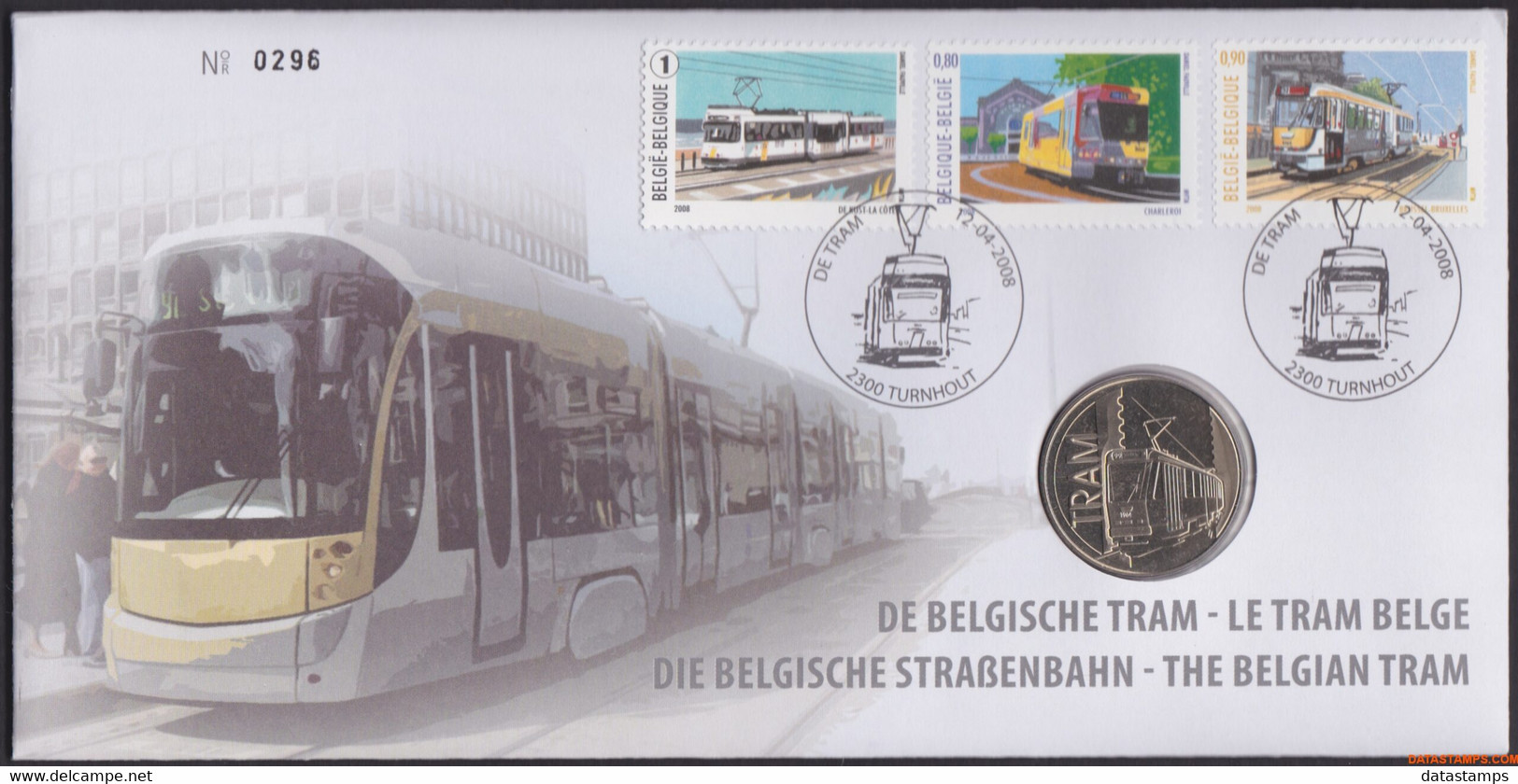 België 2008 - Mi:3819/3821, Yv:3754/3756, OBP:3772/3774, Nummisletter - O - Tram - Numisletter