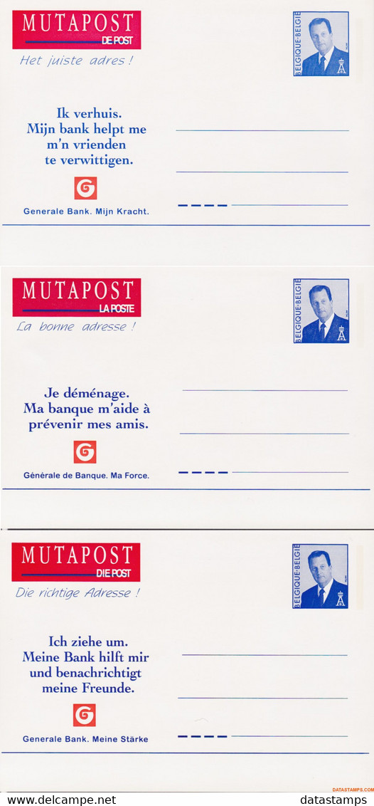 België 1996 - Postcard - XX - Address Change Mutapost / General Bank - Avviso Cambiamento Indirizzo