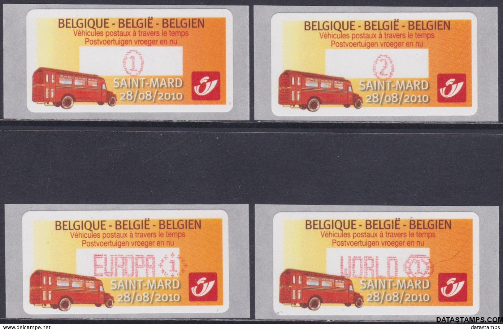 België 2010 - Mi:autom 70, Yv:TD 78, OBP:ATM 127 S 11, Machine Stamp - XX - Postal Vehicles Then And Now - Autres & Non Classés