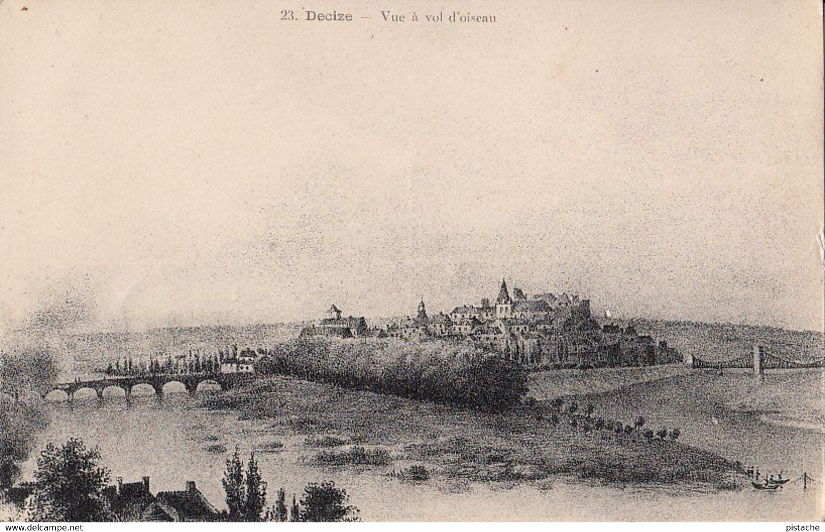 436 – Vintage B&W – France Decize Nièvre (58) – Vue à Vol D’oiseau – By A. Thiriat - Very Good Condition – 2 Scans - Decize