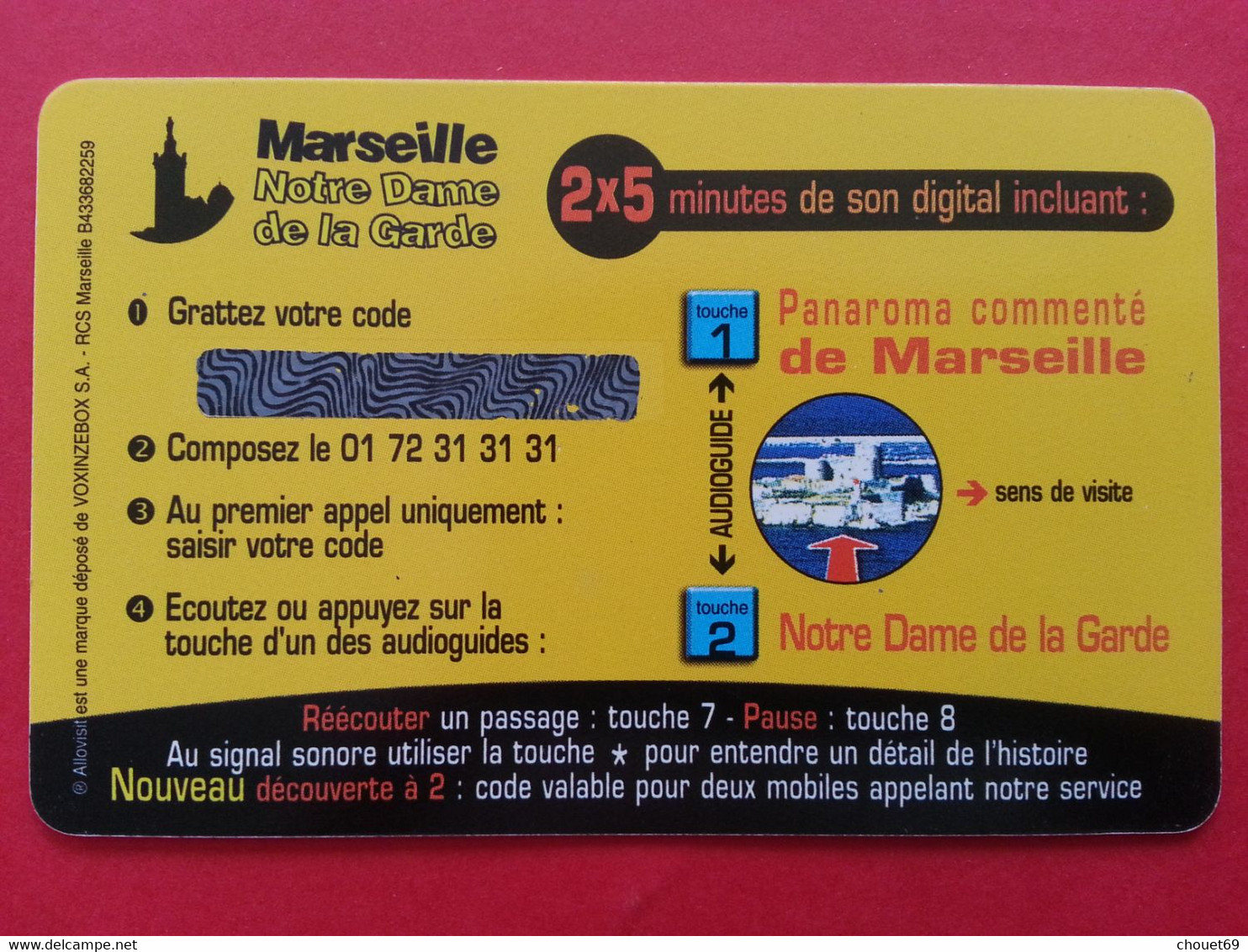 COD CARTE ORANGE ALLOVISIT Audioguide Sites Et Monuments De MARSEILLE Notre Dame De La Garde (I0621 - Billetes FT