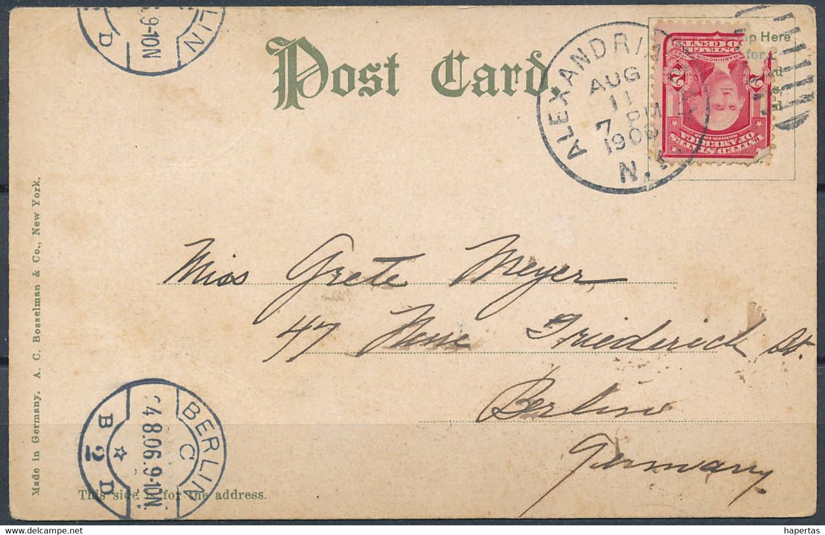 Summer Home Of Mr. Joel Sherwood, Brooklyn, NY / Postmark, Undivided Back - Posted 1906, Alexandria 2A, NY - Brooklyn