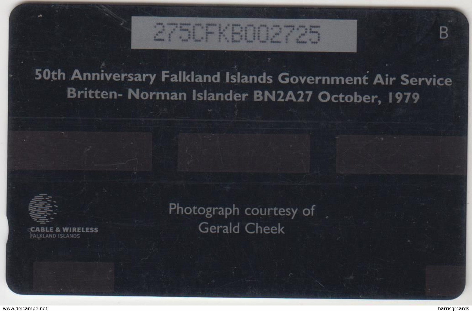 FALKLAND ISLANDS-50thAnniversary FIGAS Britten-Norman Islander BN2A27,CN:275CFKB,Normal Zero: "0",10£,tirage 20.000,used - Falklandeilanden