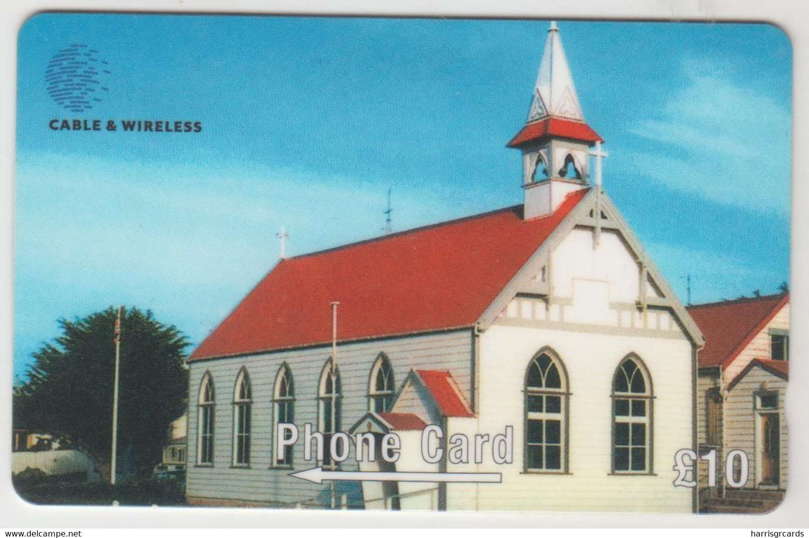 FALKLAND ISLANDS - St. Mary's Church,CN:289CFKA, Normal Zero: "0", 10£, Tirage 20.000, Used - Falklandeilanden