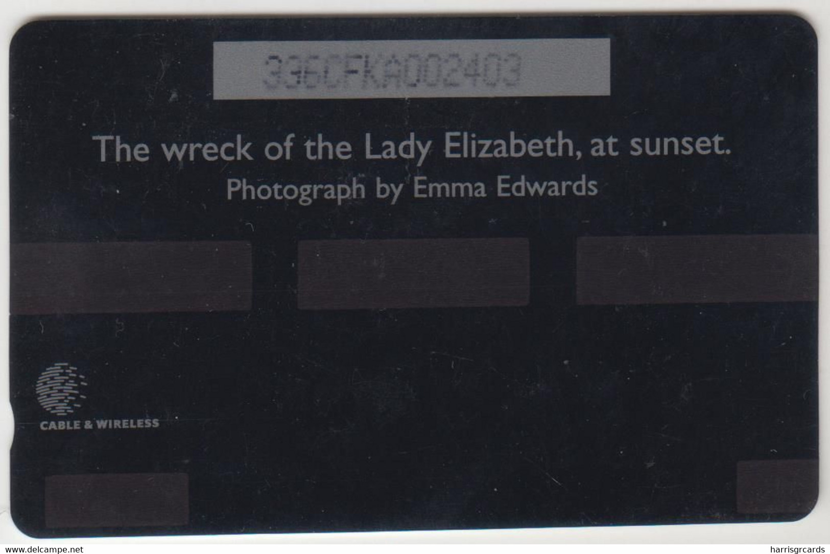 FALKLAND ISLANDS - The Wreck Of The Lady Elizabeth At Sunset,CN:336CFKA, Normal Zero: "0", 20£, Tirage 10.000, Used - Falkland