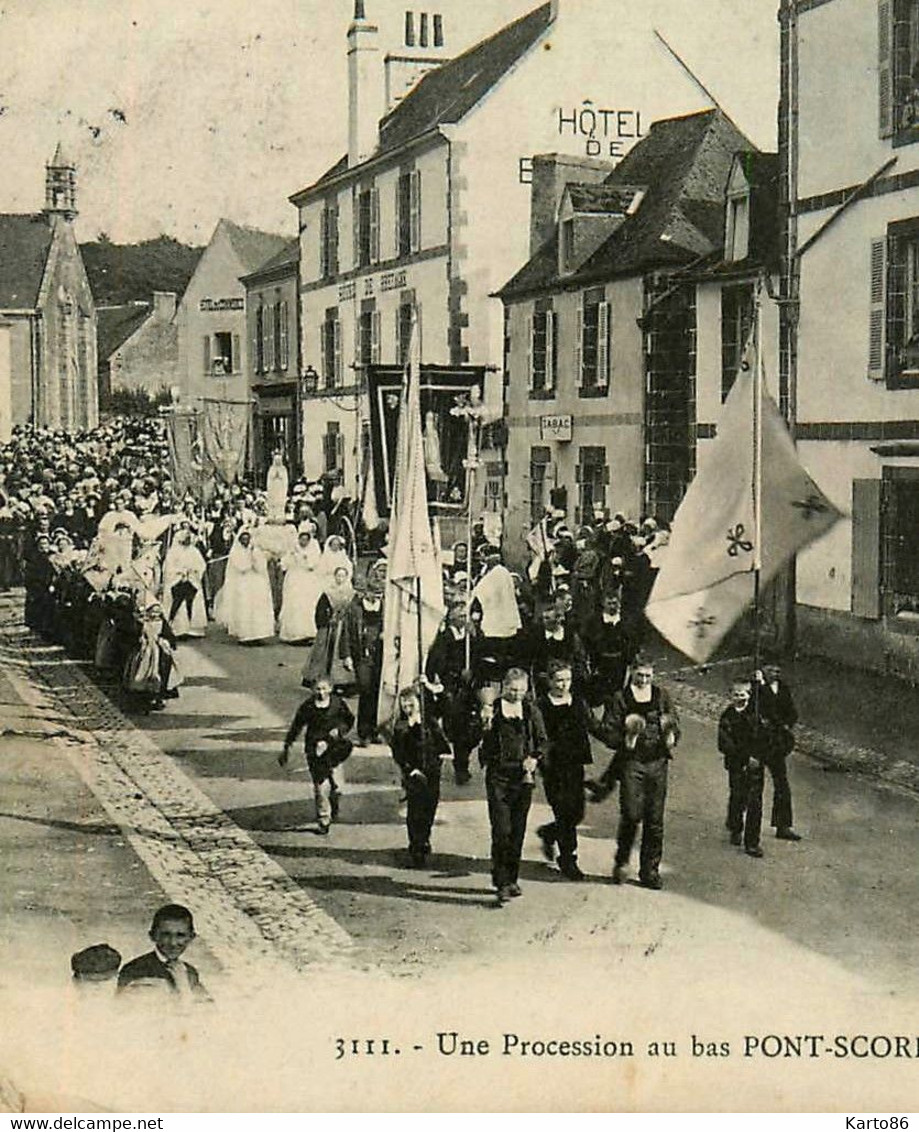 Pont Scorff * Débit De Tabac Tabacs TABAC , Une Procession Au Bas * Hôtel - Pont Scorff