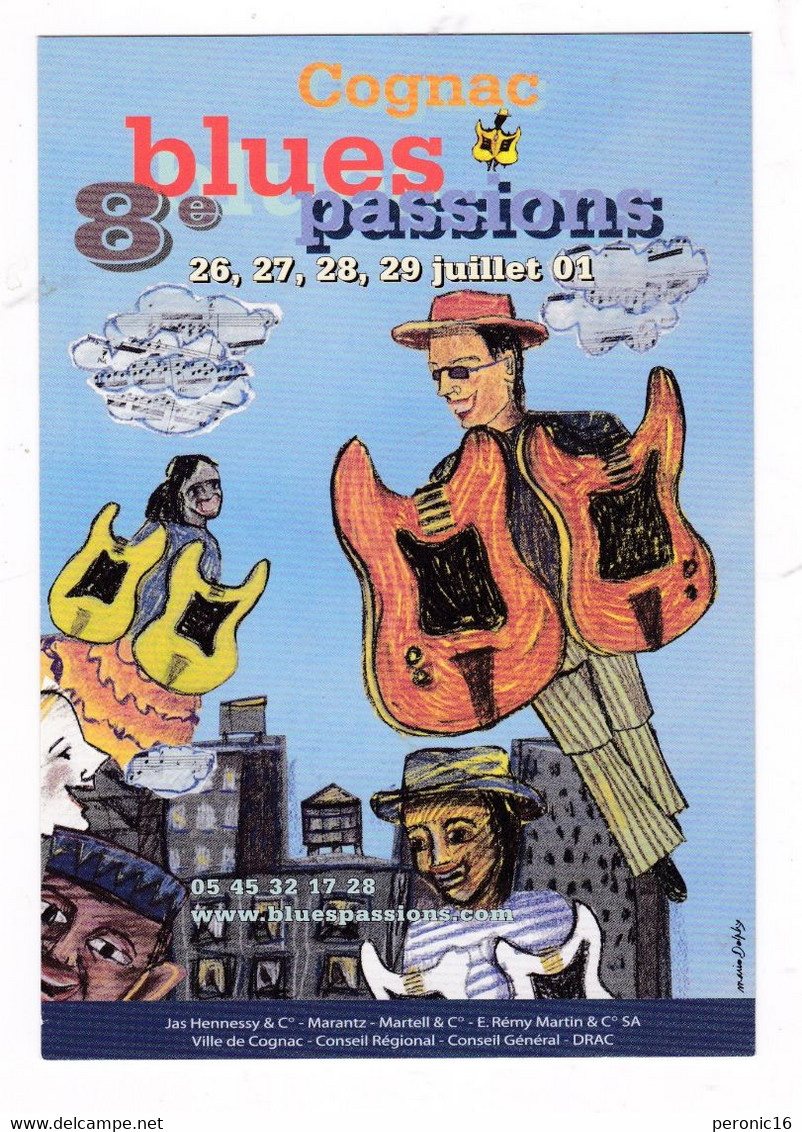 Carte Publicitaire Cognac Blues Passion 2001, 8e édition - Affiches & Posters