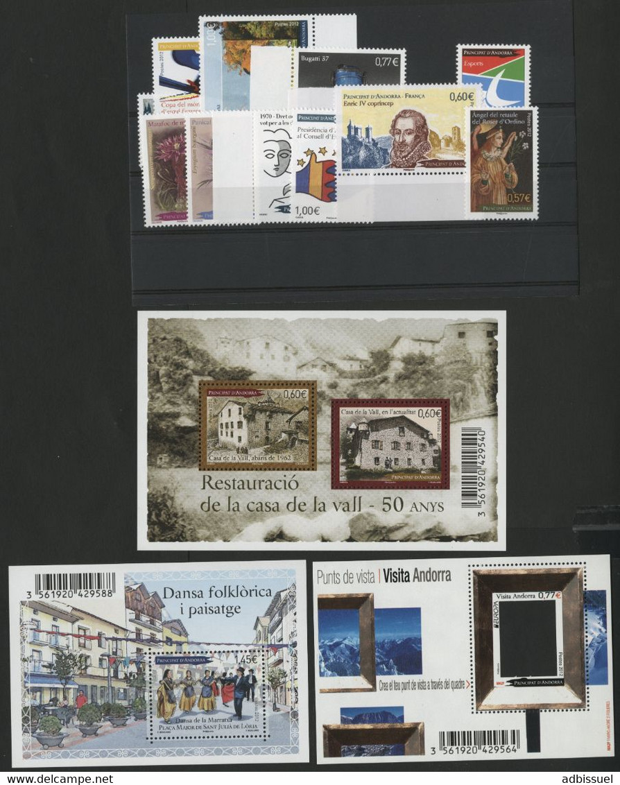 ANDORRE FRANCAIS 2012 ANNEE COMPLETE COTE 53.3 € N° 718 à 733 NEUFS ** (MNH). Vendue à La Valeur Faciale. TB - Unused Stamps