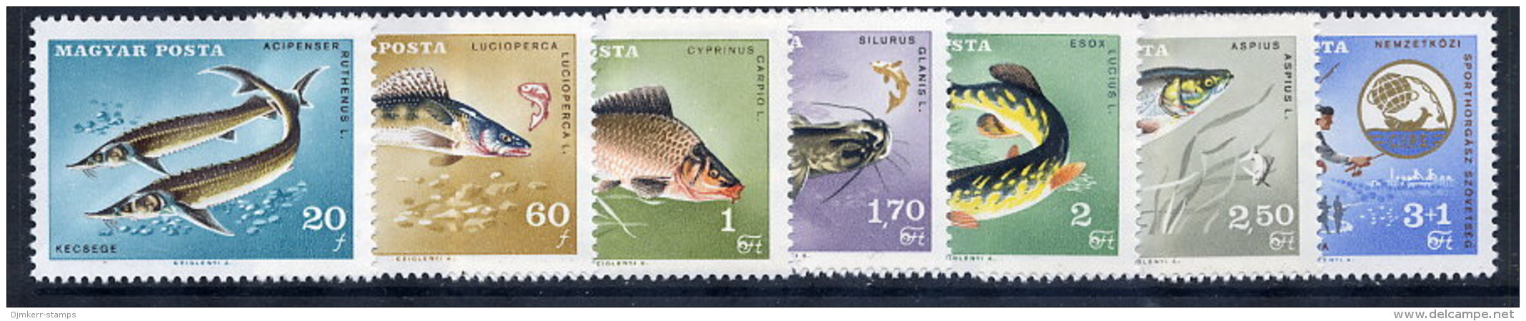 HUNGARY 1967 Sport Fishing Championship Set MNH / **.  Michel 2344-50 - Nuovi