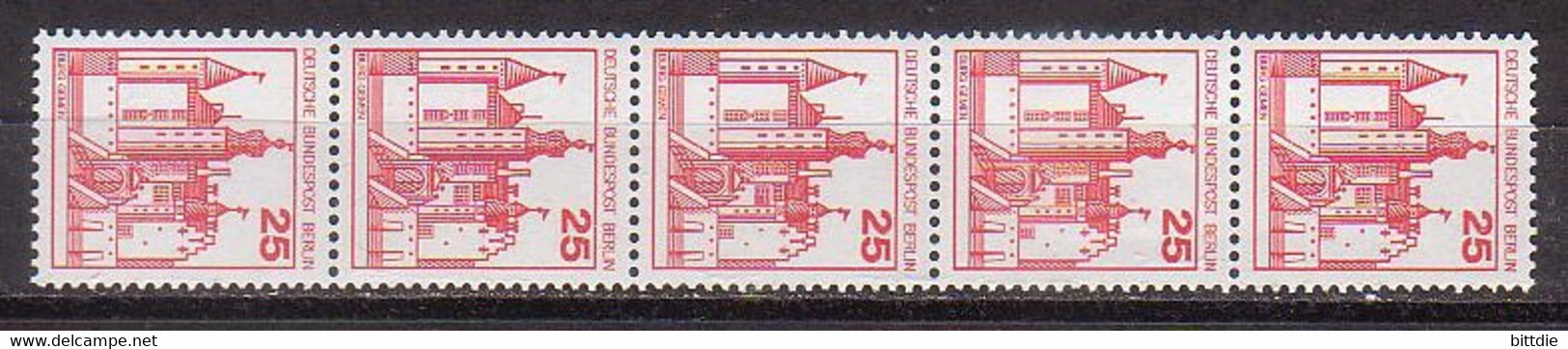 Berlin 587 R , Xx , 5er-Streifen (R 1087) - Rollenmarken