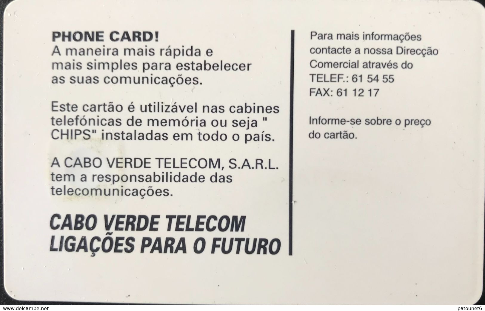 CAP VERT  -  Phonecard -  Cabo Verde Telecom  -  50 - Cape Verde