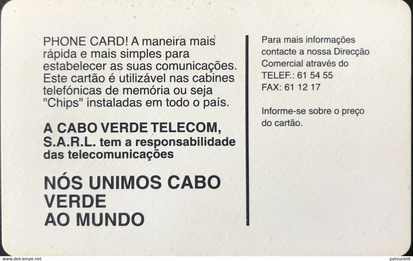 CAP VERT  -  Phonecard -  Cabo Verde Telecom  -  150 - Kapverden