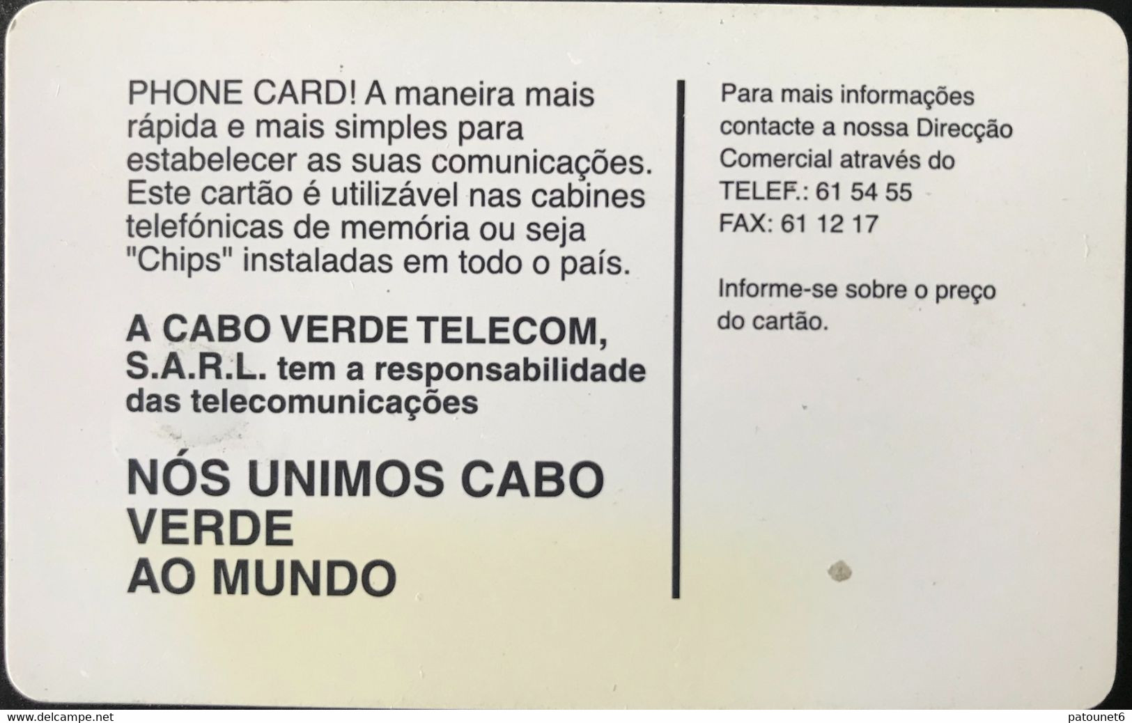 CAP VERT  -  Phonecard -  Cabo Verde Telecom  -  50 - Kapverden