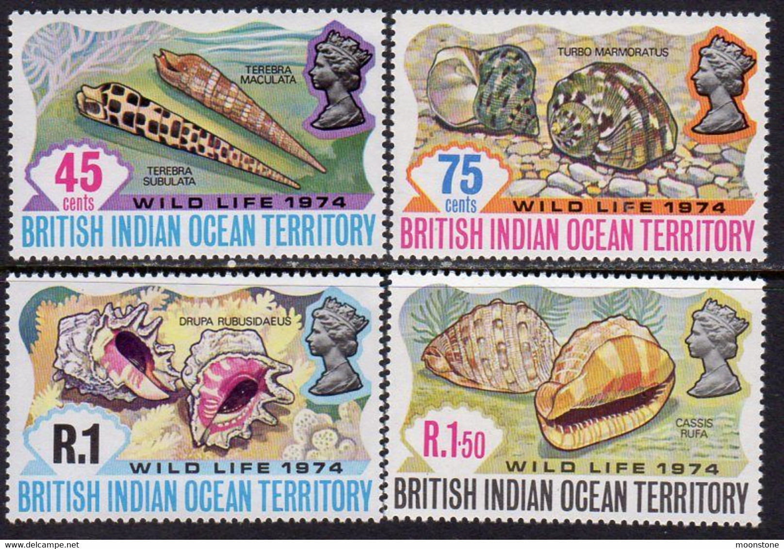 British Indian Ocean Territory BIOT 1974 Wildlife II Set Of 4, MNH, SG 58/61 (A) - Territoire Britannique De L'Océan Indien