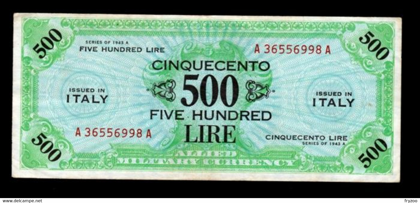 500 AM Lire OCCUPAZIONE AMERICANA IN ITALIA BILINGUE FLC - Occupation Alliés Seconde Guerre Mondiale