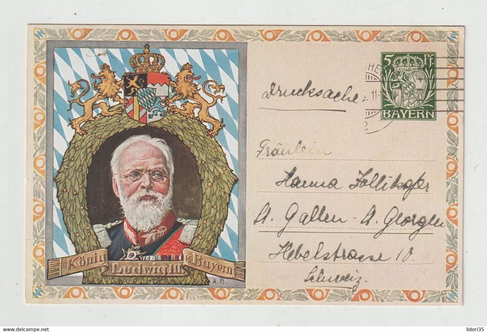 Bayern - Privatpostkarte "Koenig Ludwig III" Gestempelt (2385) - Other & Unclassified