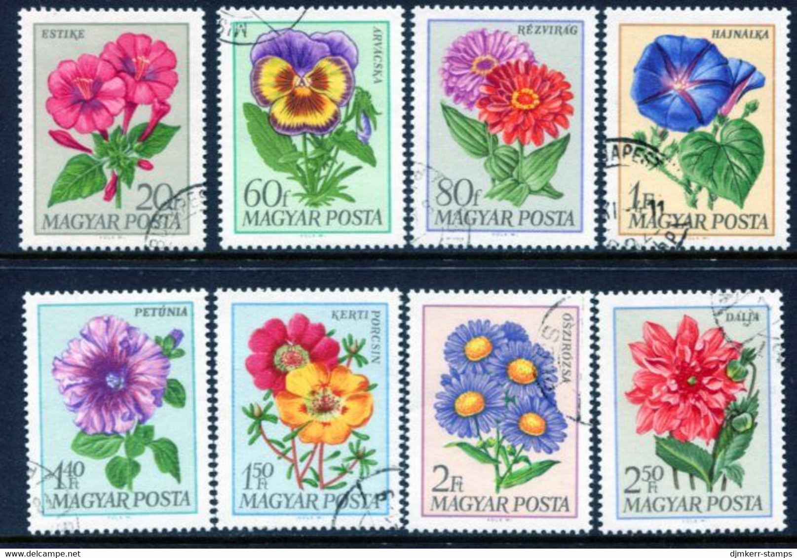 HUNGARY 1968 Garden Flowers Set Used.  Michel 2452-59 - Used Stamps