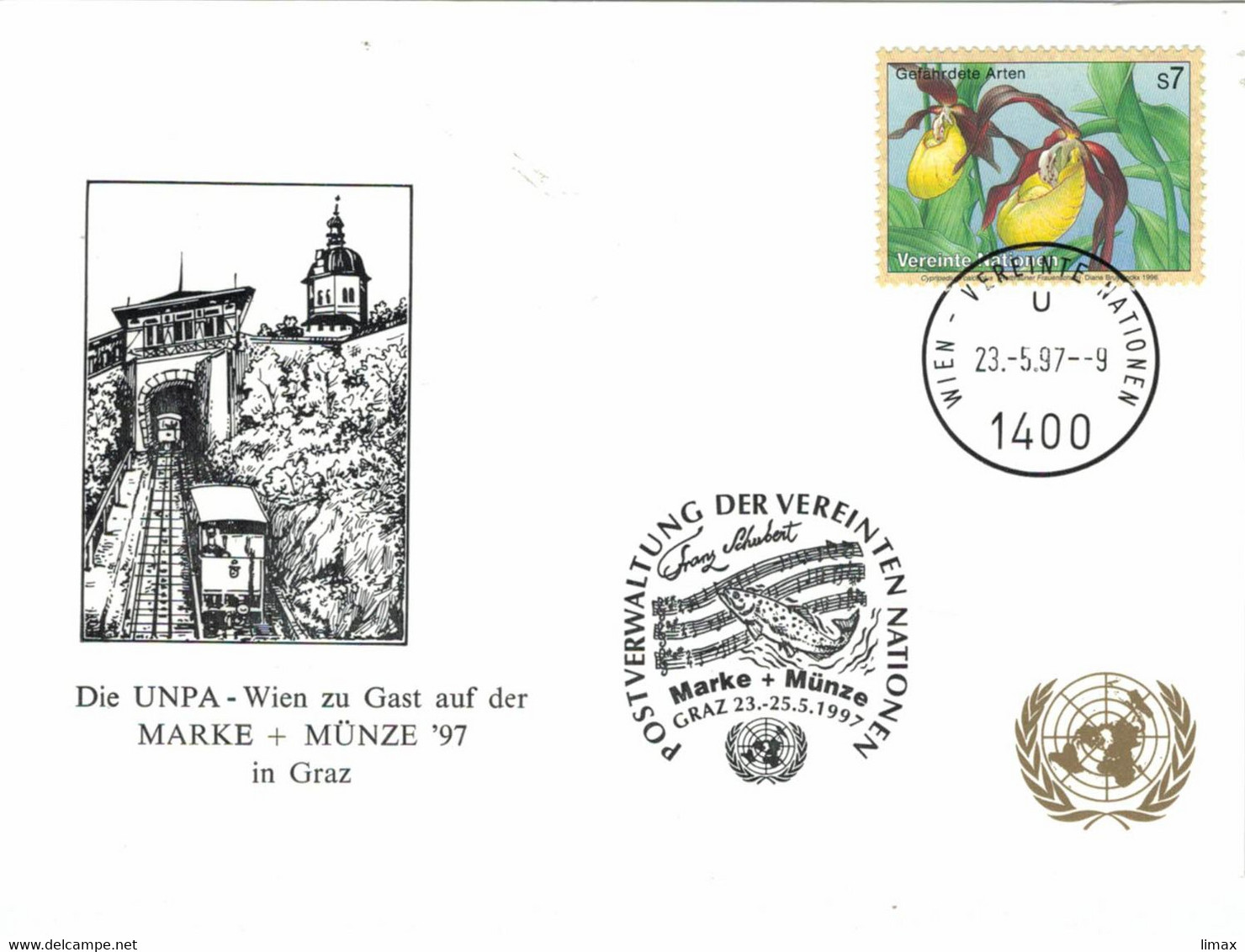 Franz Schubert Forelle - Frauenschuh 1997 UNO Wien - Brieven En Documenten