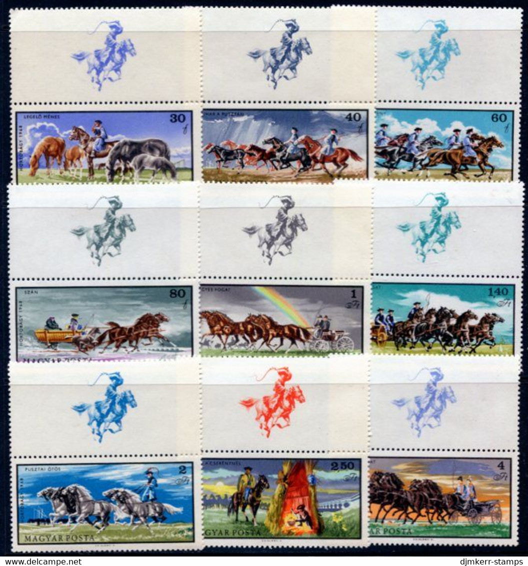 HUNGARY 1968 Horse Breeding With Labels MNH / **.  Michel 2423-31 Zf - Nuovi