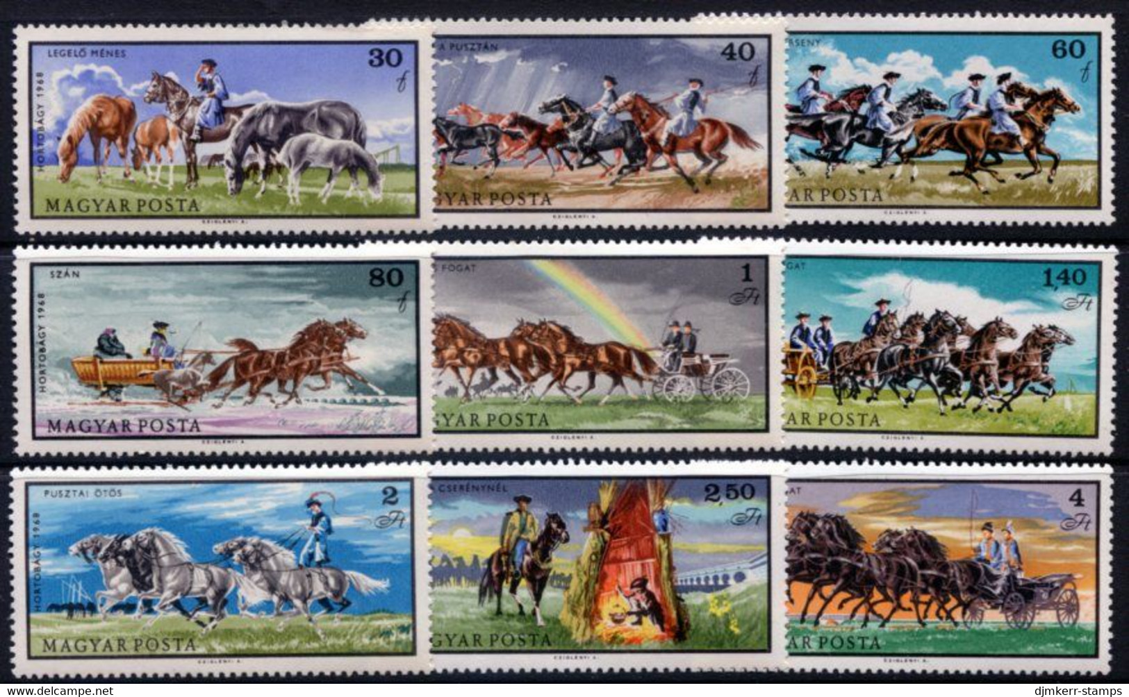 HUNGARY 1968 Horse Breeding MNH / **.  Michel 2423-31 - Unused Stamps