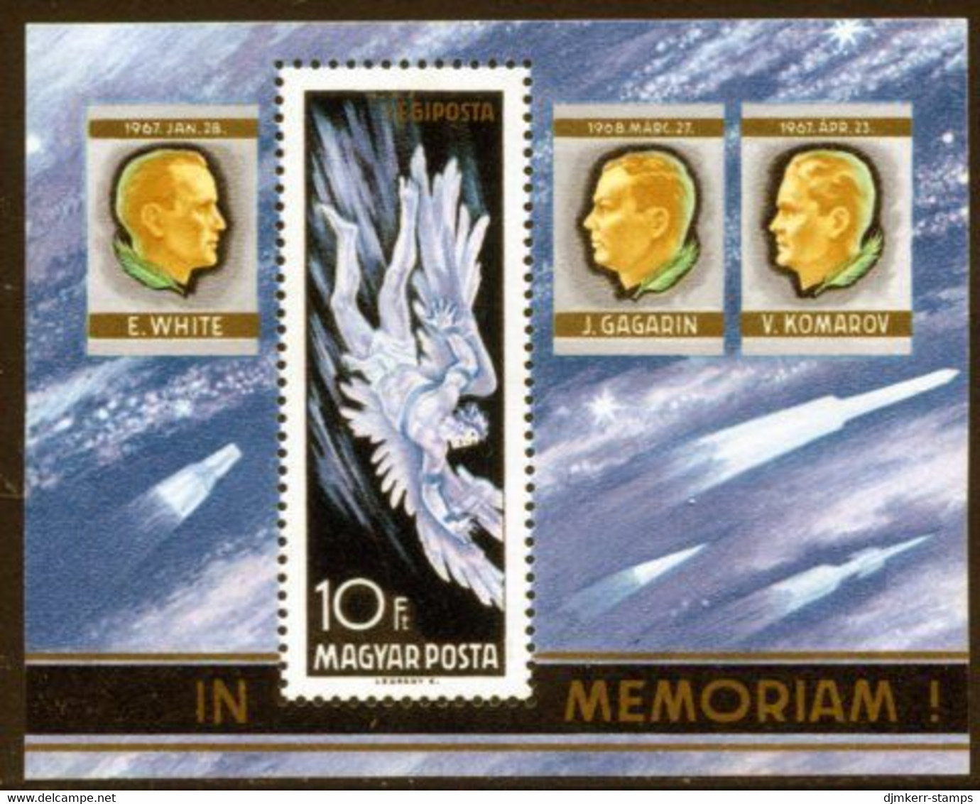 HUNGARY 1968 Death Of Astronauts Block MNH / **.  Michel Block 63 - Unused Stamps