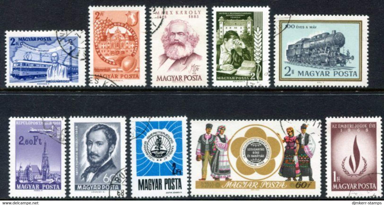 HUNGARY 1968 Ten Single Commemorative Issues Used. - Used Stamps