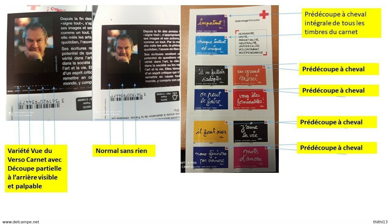 Exceptionnelle Variété Carnet Croix Rouge Piquage à Cheval Et Partiel Au Verso RRRRR - Booklets