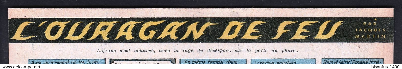 Bandeau Titre De Guy Lefranc "L'ouragan De Feu" Datant De 1960 Et Inédit Dans Les Bandes Dessinées En Albums. - Lefranc