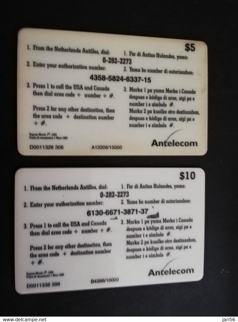 ST MAARTEN $5,- +  $10-  TOTAL SOLAR ECLIPSE 1998   (2 CARDS ) PREPAID FINE USED    **5765** - Antillen (Nederlands)