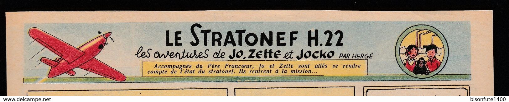 Une Page De Jo, Zette Et Jocko "Le Stratonef H.22" Datant De 1948 Avec Bandeau Titre Inédit Dans La BD Actuelle. - Jo, Zette & Jocko