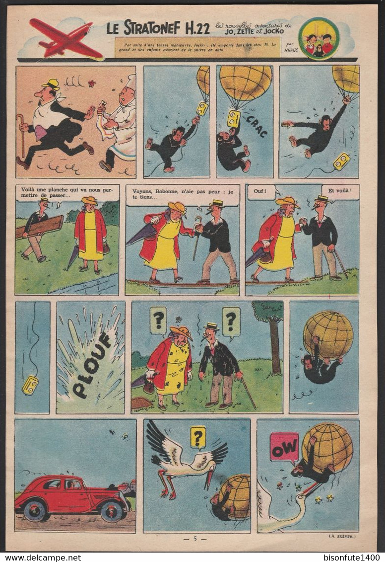 Tintin - Hergé : Jo, Zette Et Jocko "Le Stratonef H.22" Datant De 1947 Avec Bandeau Titre Inédit Dans La BD Actuelle. - Jo, Zette & Jocko