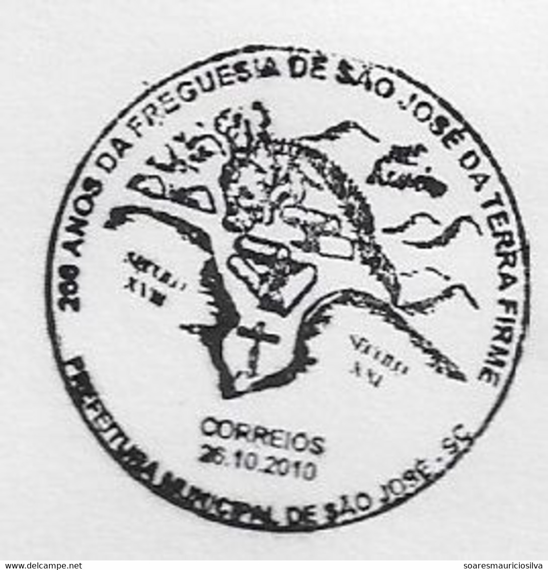 Brazil 2010 3 Cover With Personalized Stamp Turistical Sights of Santa Catarina 260 Years Parish São José Da Terra Firme - Personnalisés