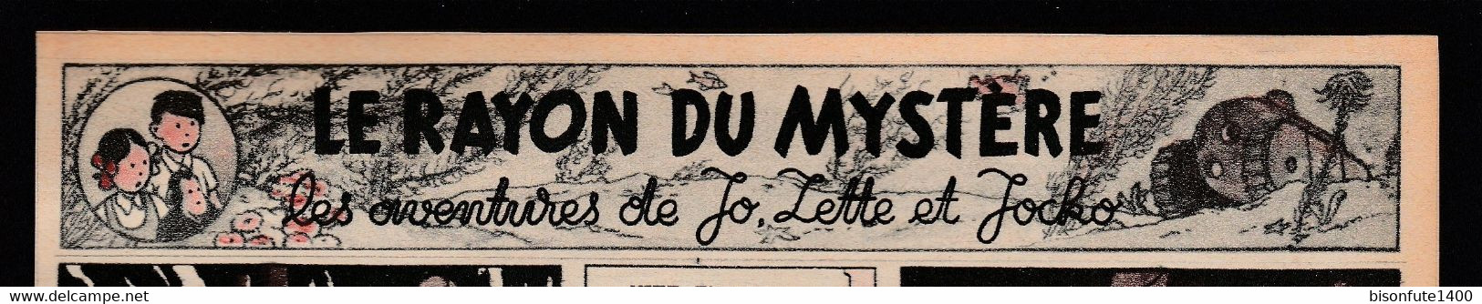 Une Page De Jo, Zette Et Jocko "Le Rayon Du Mystère" Datant De 1947 En Bichromie Avec Bandeau Titre Inédit En BD. - Jo, Zette & Jocko