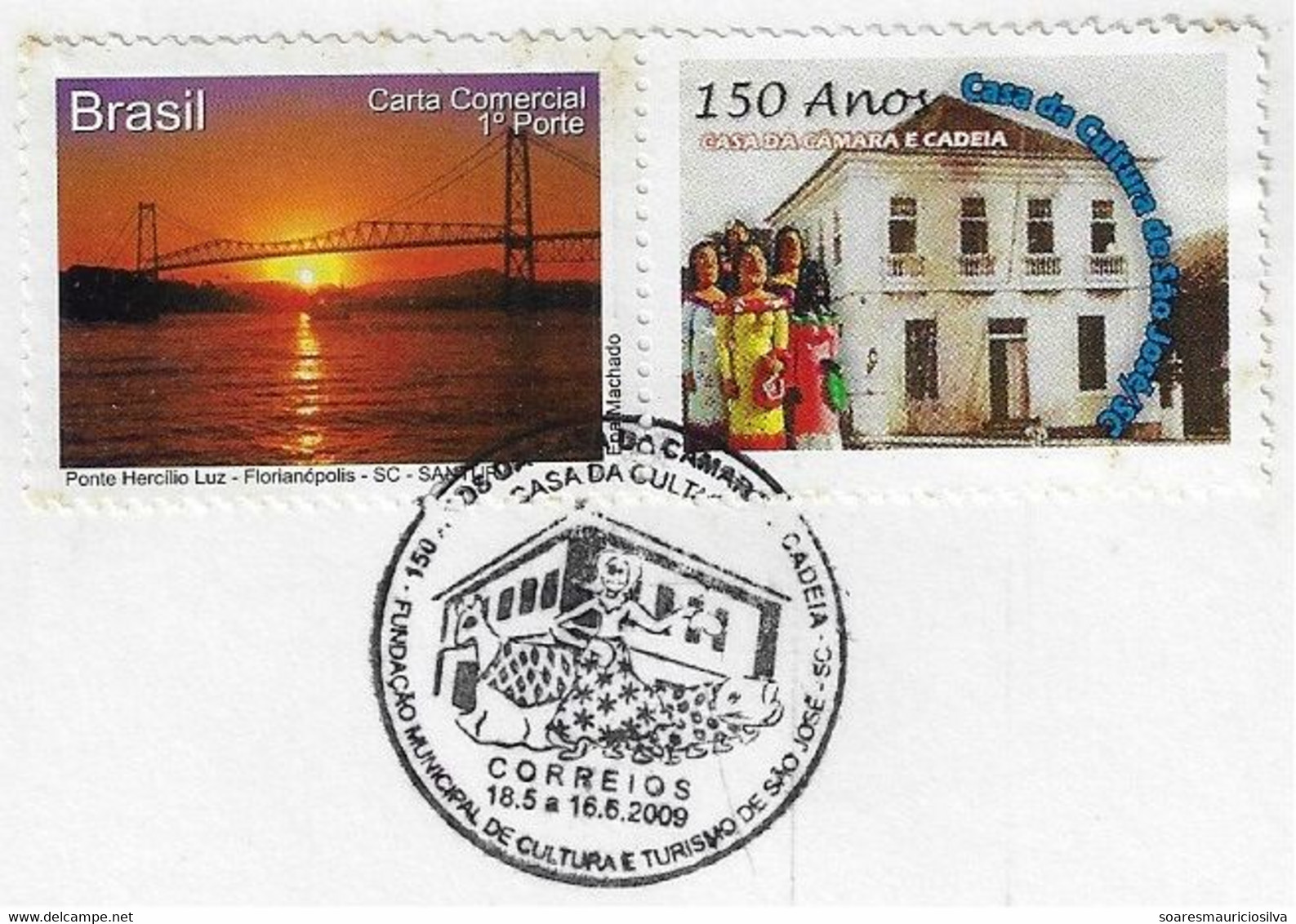 Brazil 2009 Cover With Personalized Stamp Turistical Sights of Santa Catarina 150 Years City Hall And Prison Of São José - Personnalisés