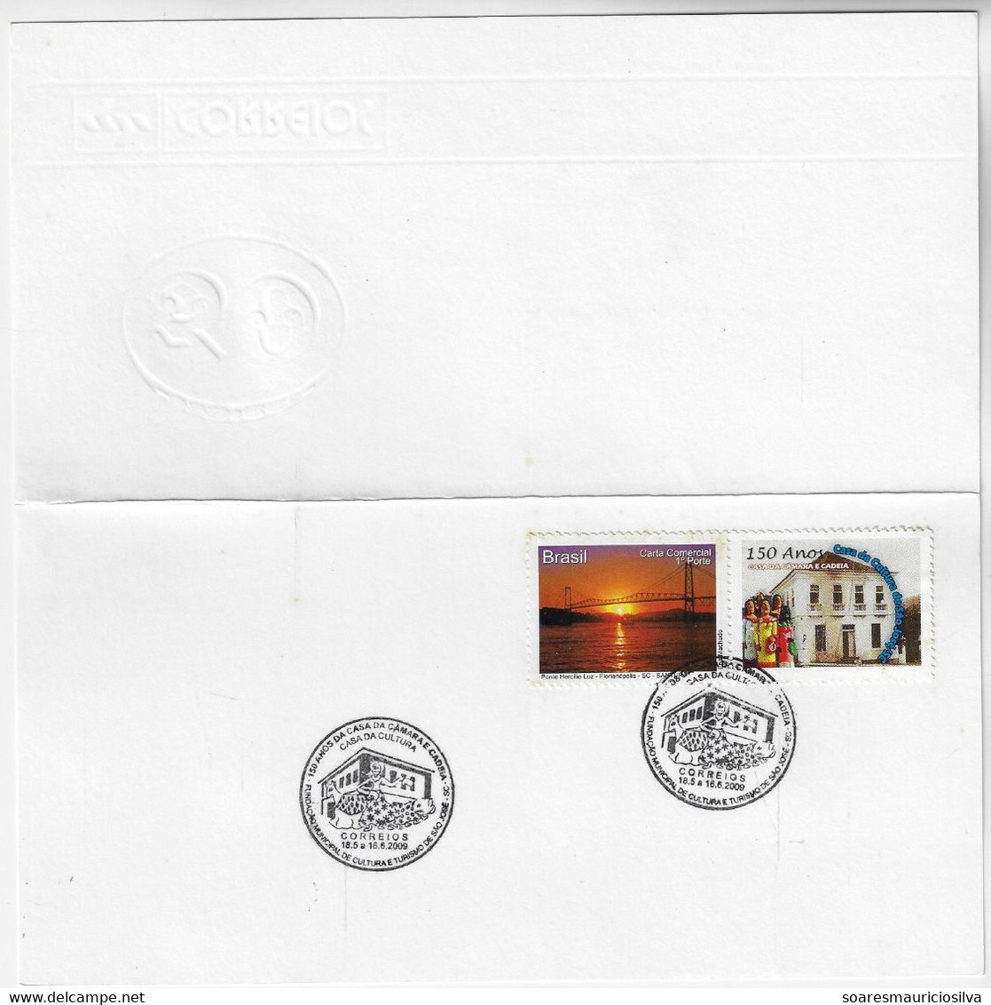 Brazil 2009 Cover With Personalized Stamp Turistical Sights of Santa Catarina 150 Years City Hall And Prison Of São José - Gepersonaliseerde Postzegels