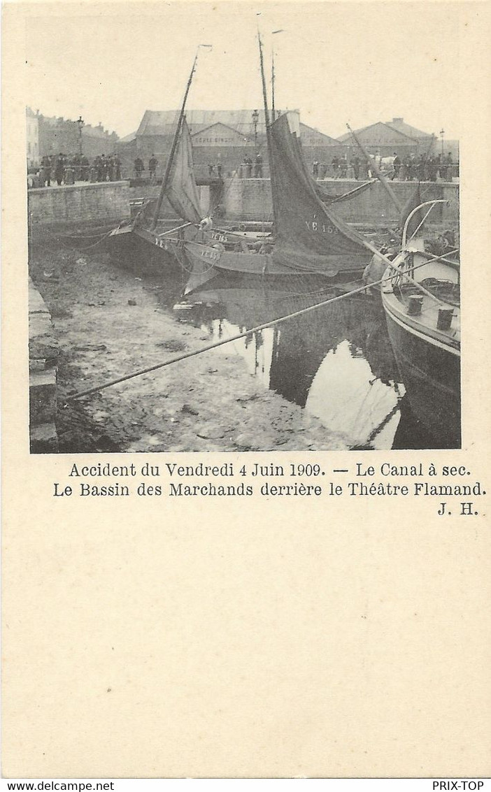 REF4492/ CP-PK Bruxelles Accident Du 4/6/1909 Bassin Des Marchands Derrière Le Théâtre Flamand MINT - Transport (sea) - Harbour