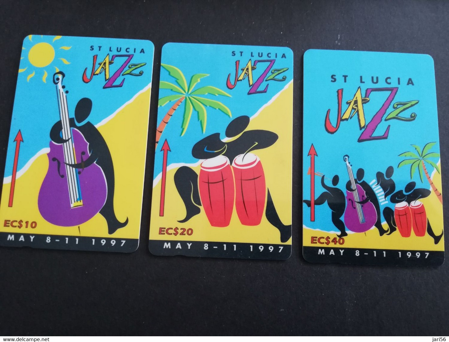 SAINT LUCIA  $10, $20 ,$40   ST LUCIA JAZZ FESTIVAL 1997  COMPLETE SET 3 Cards New  Logo C&W ** 5771 ** - Sainte Lucie