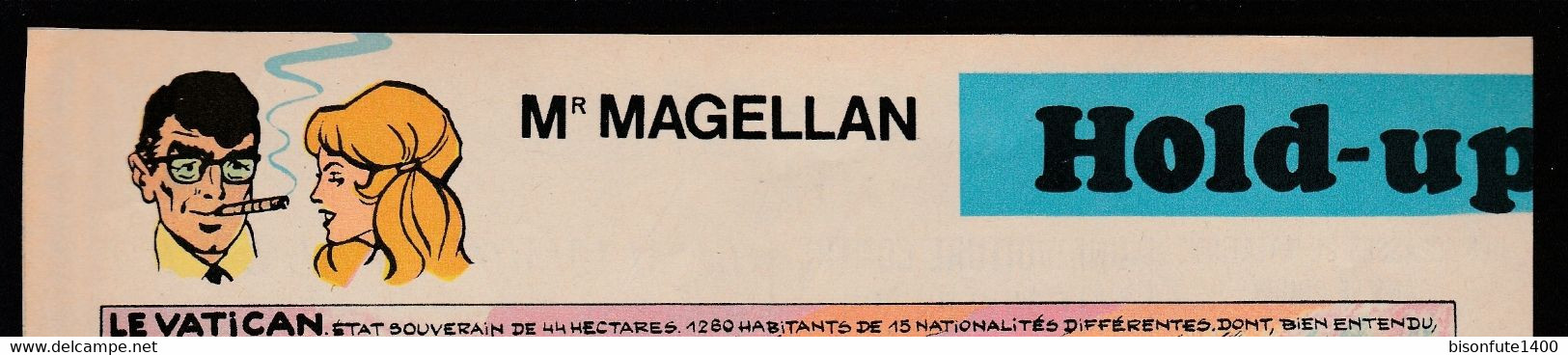 Bandeau Titre De Mr. Magellan "Hold-up Au Vatican" Datant De 1969 Et Inédit Dans Les Bandes Dessinées En Albums. - Magellan