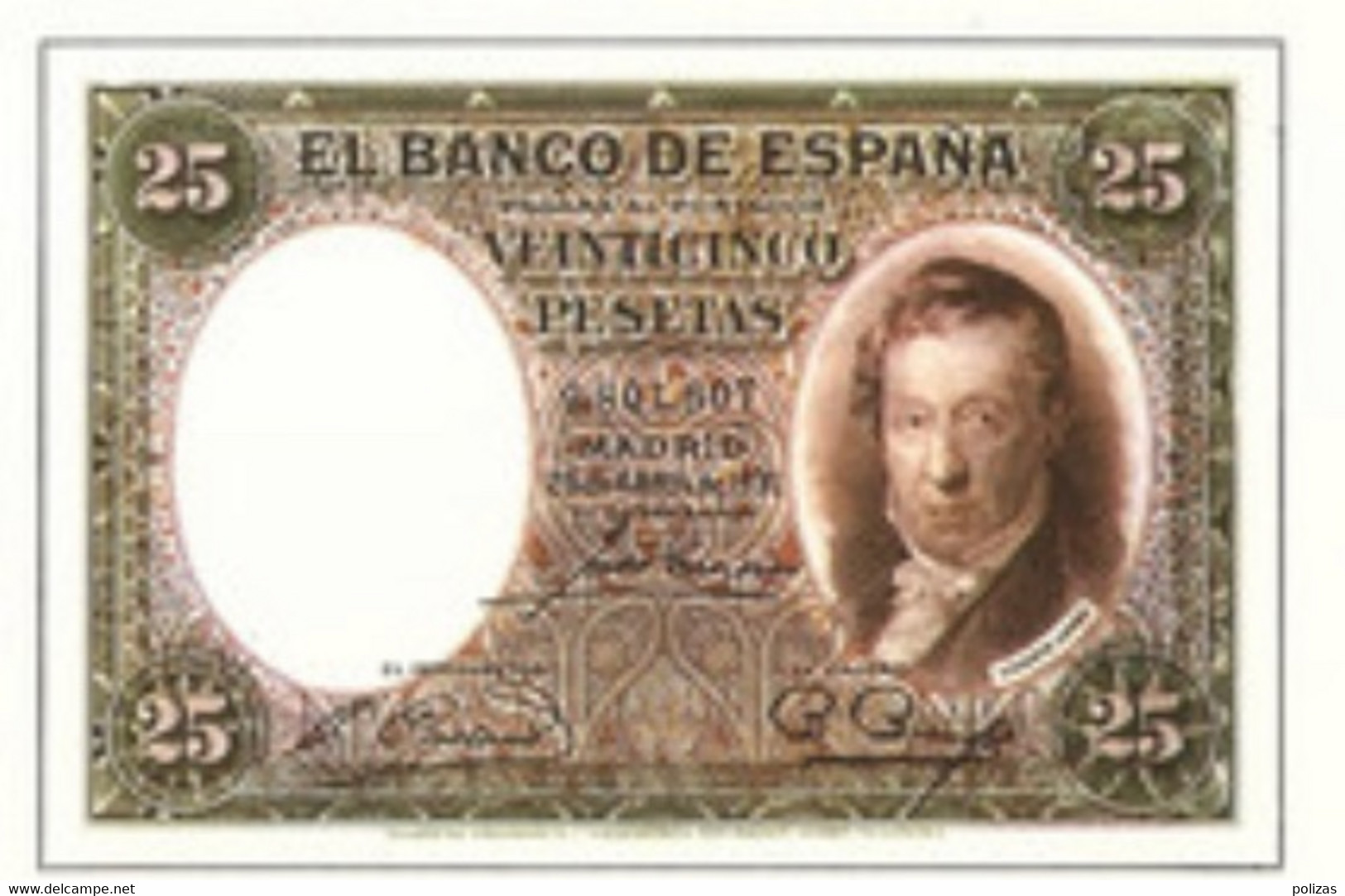 Spain España Espagne 1 PCS 1 NOTE 1 BANKONOTE 25 Pesetas 1931 Aunc - 1000 Pesetas