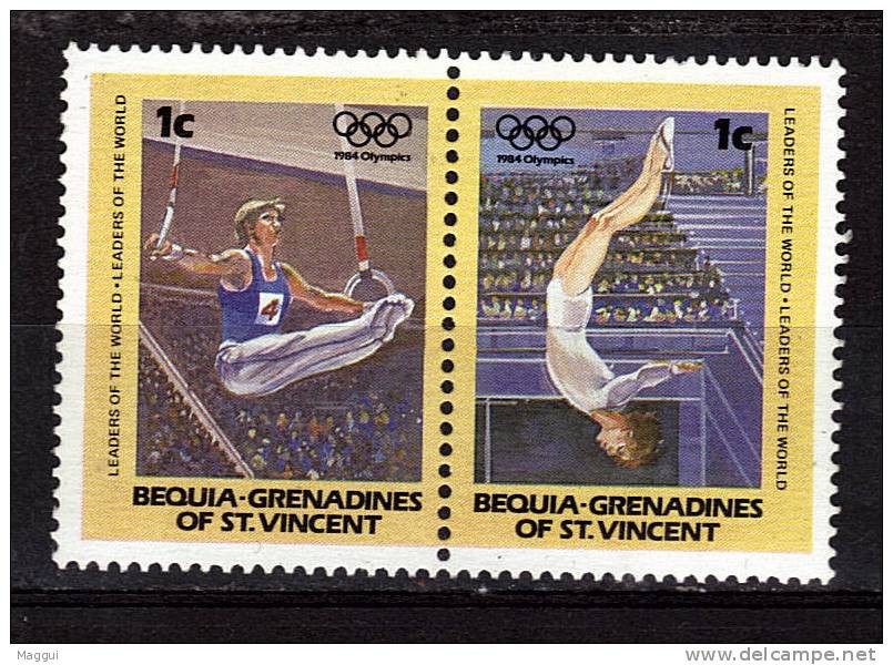 BEQUIA  N° 19  ( 2 Valeurs) * *  Jo 1984  Gymnastique Anneaux - Gimnasia