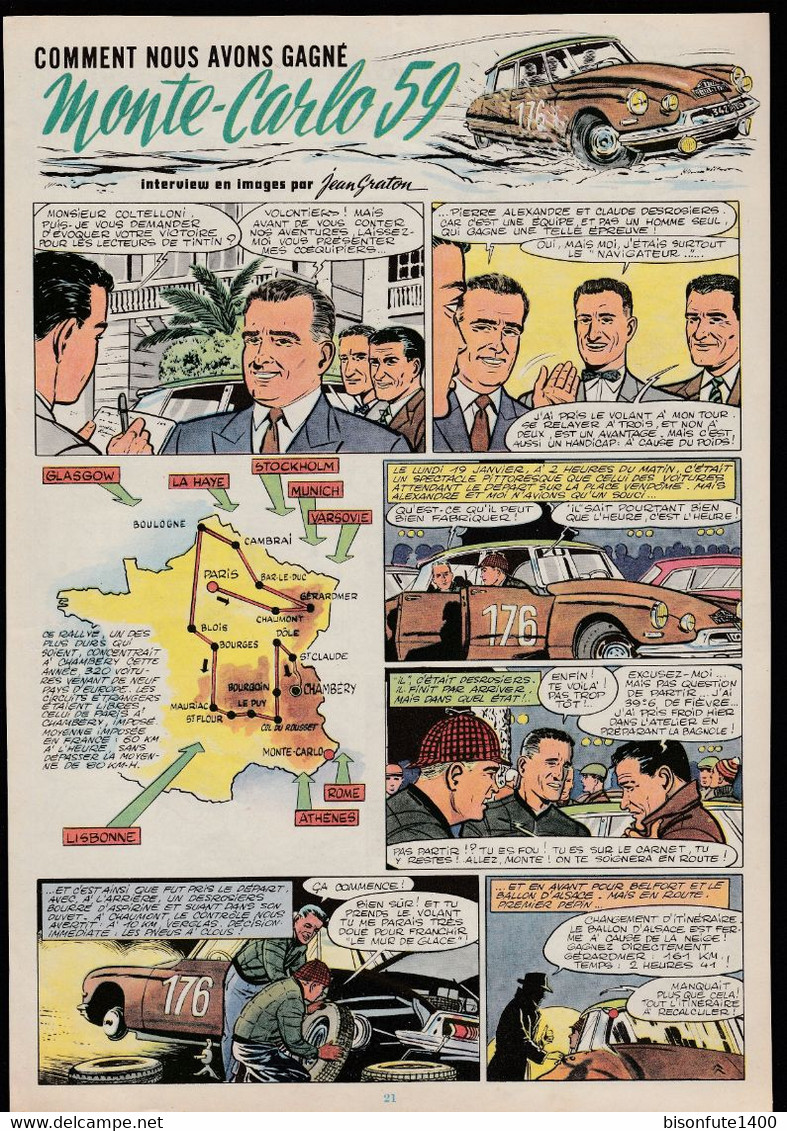 Bandeau Titre De "Nous Avons Gagné Monte-Carlo 59" Datant De 1959 Dessiné Par Jean Graton Et Inédit En Album. - Michel Vaillant