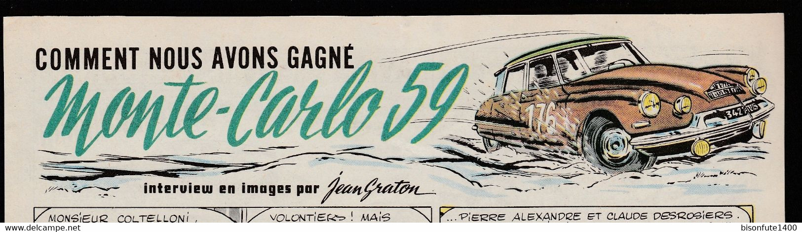 Bandeau Titre De "Nous Avons Gagné Monte-Carlo 59" Datant De 1959 Dessiné Par Jean Graton Et Inédit En Album. - Michel Vaillant