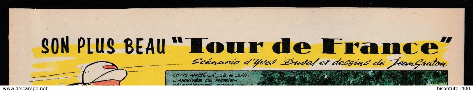 Bandeau Titre De "Son Plus Beau Tour De France" Datant De 1958 Dessiné Par Jean Graton Et Inédit En Album. - Michel Vaillant