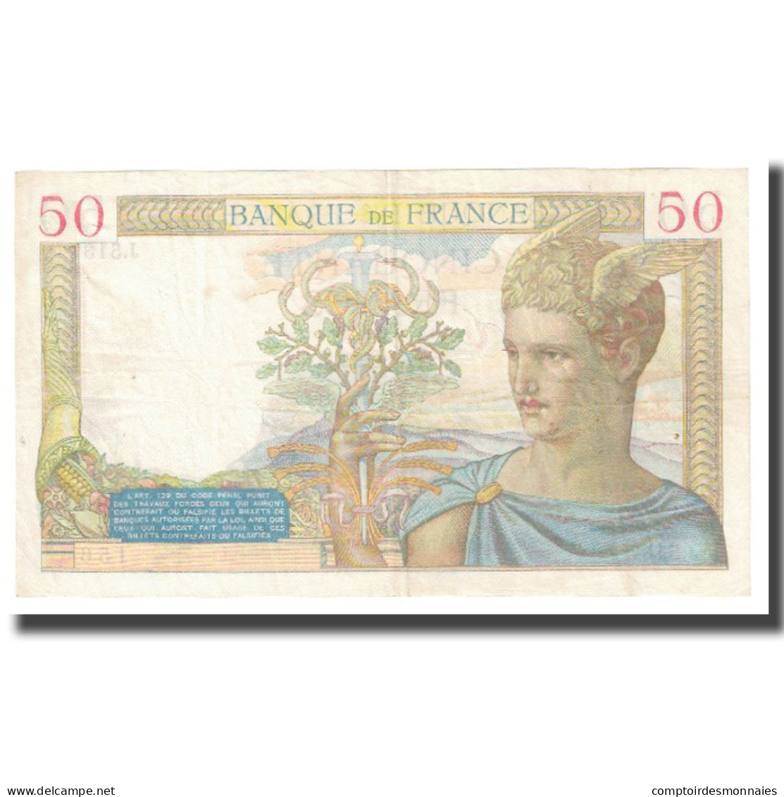 France, 50 Francs, Cérès, 1936, P. Rousseau And R. Favre-Gilly, 1936-11-19 - 50 F 1934-1940 ''Cérès''